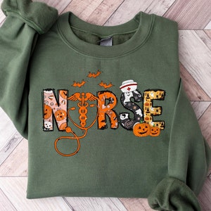 Halloween Nurse Sweatshirt, Spooky Nurse Tshirt, Nurse Halloween Gifts, Halloween Party Shirt, Nurse Halloween T-shirt, Cute Nurse Shirt
