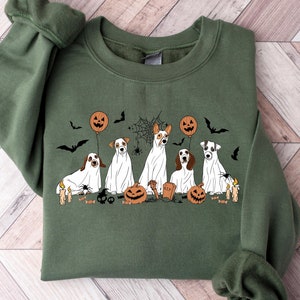 Retro Comfort Ghost Dog Shirt, Halloween Dog Shirt, Halloween Gifts, Сute Ghost Dog T-shirt, Halloween Tshirt Women, Dog Lover Gift