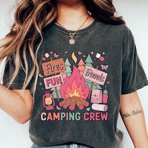 Camping Crew Shirt, Cute Campfire Friends Shirt, Summer Camping T Shirt, Pink Camping Gift, Fires Fun Friends Shirt, Camp Lover Gift