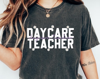 Blue Floral Daycare Teacher Comfort Shirt, In-home Daycare Teacher Tshirt, Childcare Teacher T Shirt, Toddler Teacher Childcare Worker