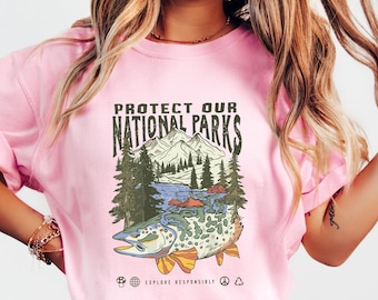 Retro National Parks T-Shirt: 90s Hiking Tee, Respect Wildlife