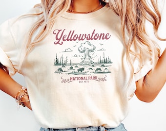 Yellowstone National Park Tshirt, Retro National Park Graphic Tee, Nature Lovers Gift, Boho Yellowstone Shirt, Yellow Stone Hiking Park Tee