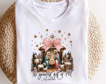 Chemise, t-shirt de famille de Noël, t-shirt de Noël chrétien, cadeau de fête religieuse, sweat-shirt verset biblique de Noël