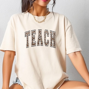 Comfort Leopard Teacher Shirt, Retro Teach T Shirt, Teacher Appreciation Gifts, Teacher Graduation Tee, Student Teacher Gift, Back To School