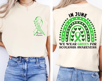 Comfort Colors Scoliosis Awareness Shirt, Scoliosis Support T-shirt, In June We Wear Green, Scoliosis Surgery Tee, Spine Curvature Outfit