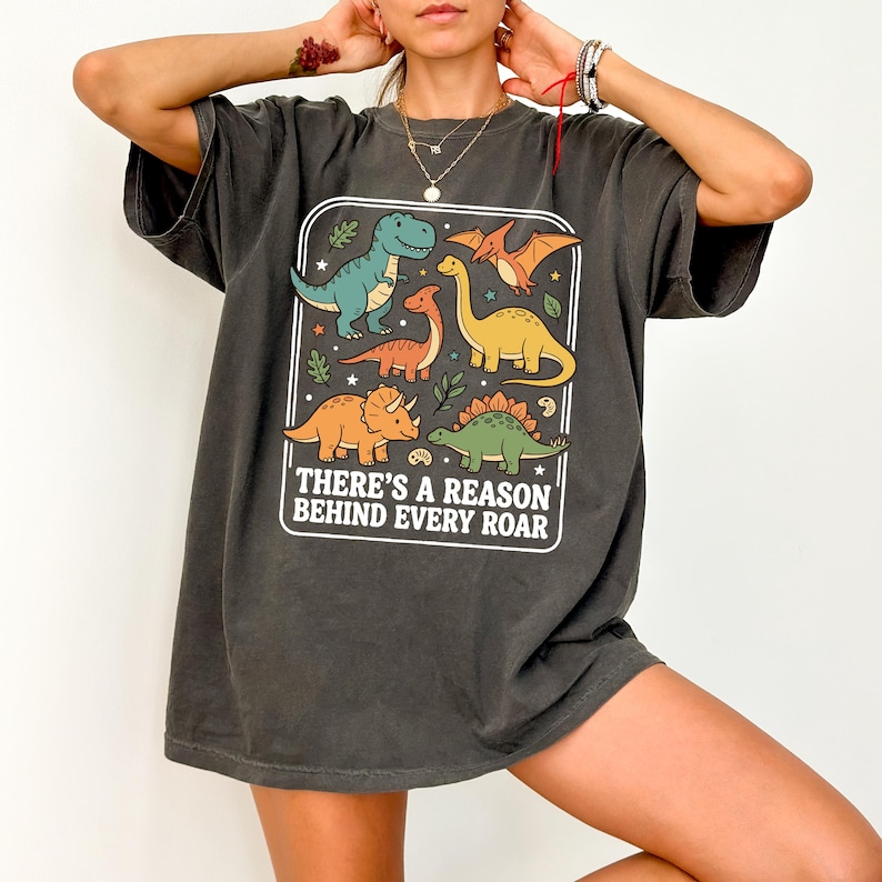 Comfort Colors Dinosaur SPED Teacher Shirt, There’s A Reason Behind Every Roar Tshirt, Special Education Tee, Back To School Matching Outfit image 1