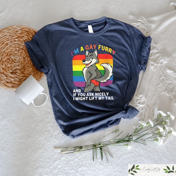 Retro Comfort Gay Furry Pride Tshirt, Funny LGBTQ Shirt, I'm A Gay Furry Tee, Gay Rights Gift, Social Justice Crewneck, Rainbow Pride Outfit