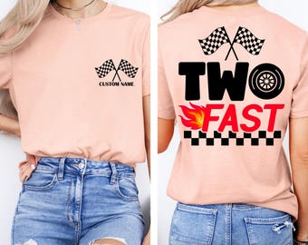 Personalized Two Fast Birthday Shirt, Race Car Tee for Baby Boy, Birthday Gift for Grandson, Personalized Brthday Party Outfit