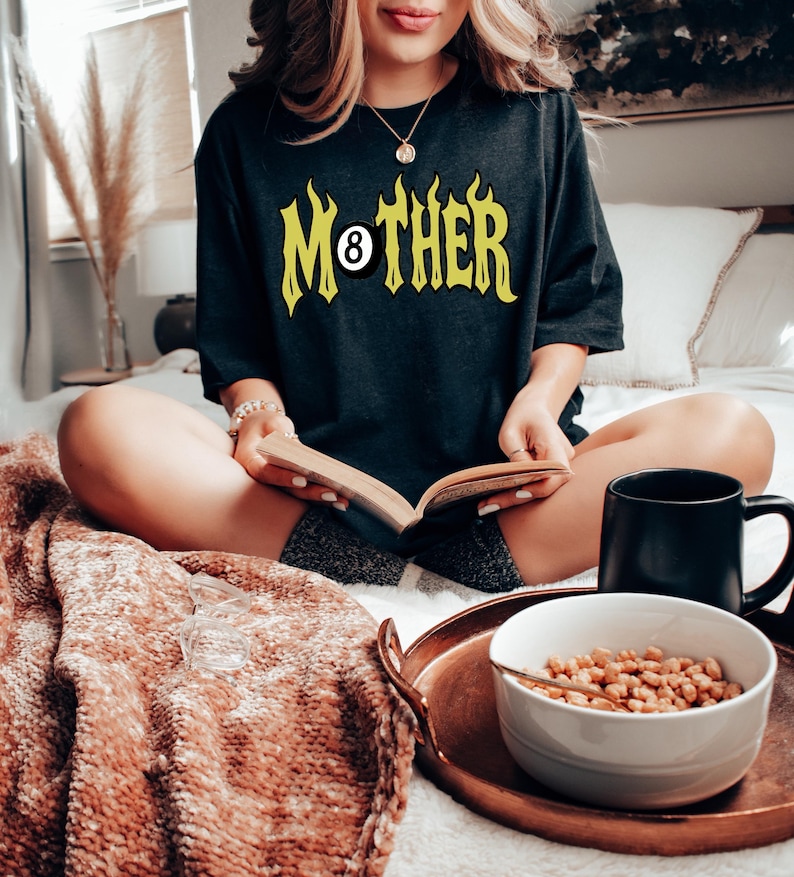 Comfort Colors® Mother Shirt, Trendy 8 Ball Mother Tee, Lucky Mama Tshirt, Retro Flames Rad Mom Top, Mother's Day Gift, Grunge Mama Apparel image 2