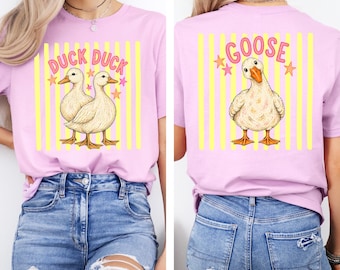 Duck Duck Goose Shirt, Trending Catch Phrase Tshirt, Girly Boutique Tee, Brushtroke Duck Graphic Top, Stylish And Trendy Crewneck