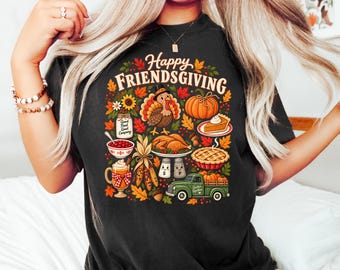 T-shirt Comfort Colors® Friendsgiving, T-shirt graphique rétro Thanksgiving, Cadeau de Thanksgiving