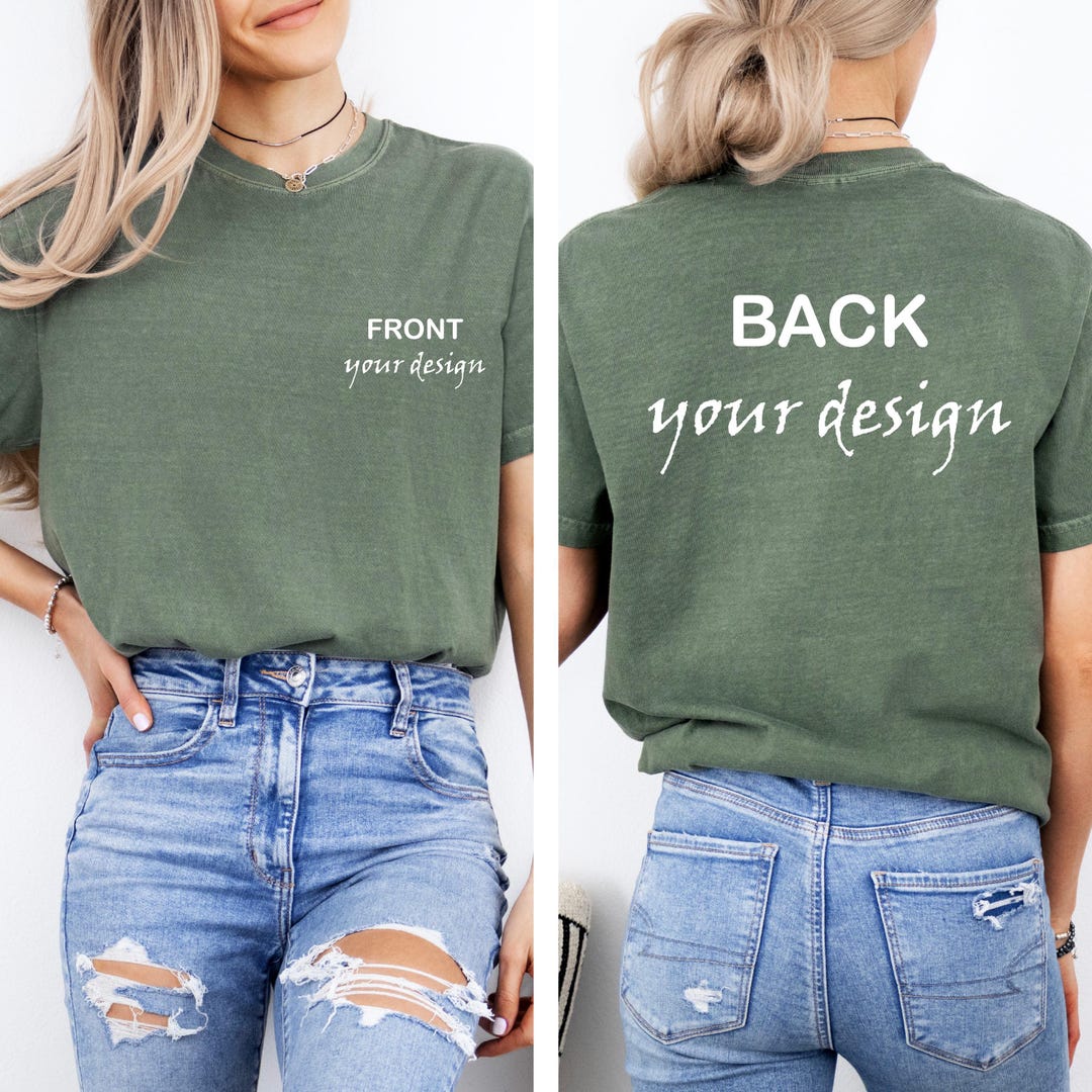 Comfort Colors Front and Back Custom Shirt, Personalized Text Tee ...
