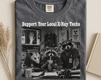 T-shirt Comfort Colors pour technicien en radiologie, T-shirt de radiologie avec raton laveur, Cadeaux de fin d'études en radiologie avec opossum, T-shirt pour technicien en radiologie, Vêtements mignons pour le département
