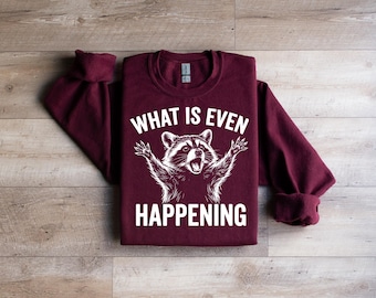 T-shirt « Raton laveur perplexe », T-shirt humoristique avec un raton laveur confus, T-shirt rétro avec un coucher de soleil et des animaux, Cadeau sarcastique