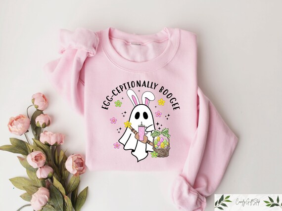 Boogee Ghost Easter Sweatshirt, Cute Ghost Easter T-shirt, Egg Ceptionally Boogee Ghost Shirt, Trendy Easter Gift, Retro Easter Ghost Tee