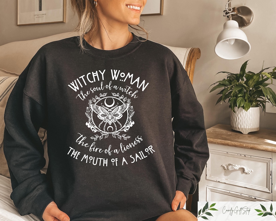 Witchy Woman Sweatshirt, Halloween Witch Shirt, Witch Girl Women Hoodie ...