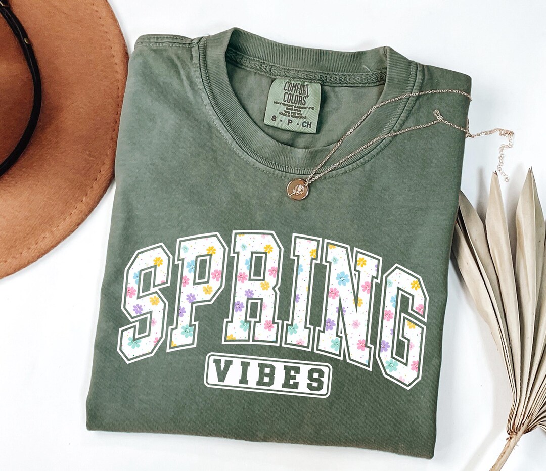 Comfort Colors Spring Vibes Shirt, Floral Spring Tee, Cute Easter T ...