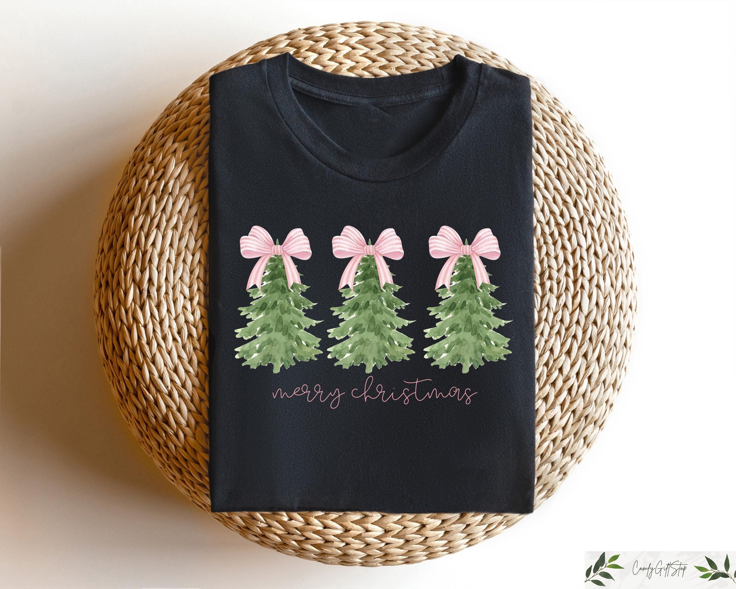 Pink Christmas Tree Print V Neck Buttoned Pullover and Drawstring Pants Lounge Set main image 1