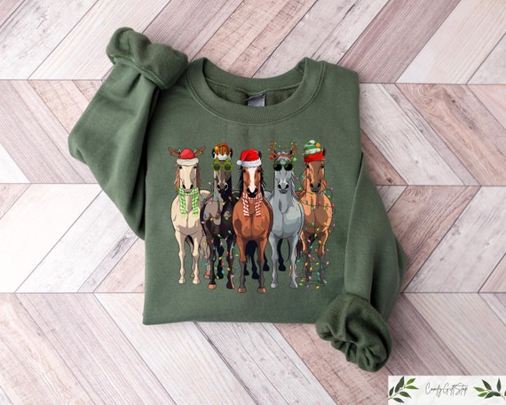 Christmas Horse Sweatshirt, Western Christmas Horse Sweater, Xmas Horse Tshirt, Horse Rider Christmas Gift, Womens Christmas Crewneck