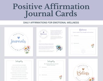 Positive Affirmation Journal Cards: Self-Esteem & Gratitude (Printable)
