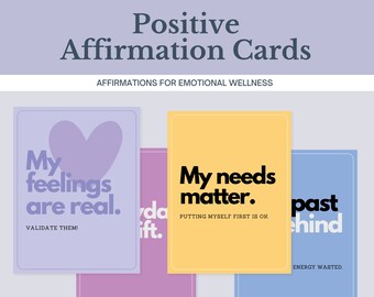 Positive Affirmation Cards for Mental Health, Emotional Wellbeing, Stress Relief, Anxiety, Depression and Self-Acceptance