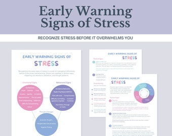 Feuille de travail sur les premiers signes de stress : guide de soulagement de l'anxiété (téléchargement numérique)
