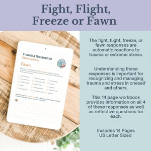 Trauma Responses Worksheet: Fight, Flight, Freeze, Fawn (bonus Poster ...