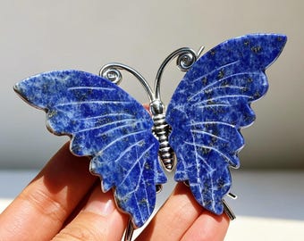 Lapis Lazuli butterfly carving，Quartz Crystal butterfly，Butterfly figurine，Home Decor，Reiki Healing