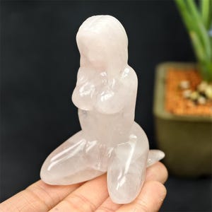 3.2" Natural rose quartz goddes, Quartz Crystal female model Carving ,Crystal female model, Mineral Specimen,Home Decor,Reiki therapy, 1pc image 14
