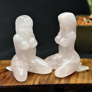 3.2" Natural rose quartz goddes, Quartz Crystal female model Carving ,Crystal female model, Mineral Specimen,Home Decor,Reiki therapy, 1pc image 5