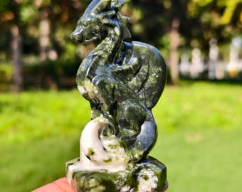 3.2インチ天然翡翠彫刻ドラゴン、水晶彫刻、ドラゴン像 - Etsy 日本