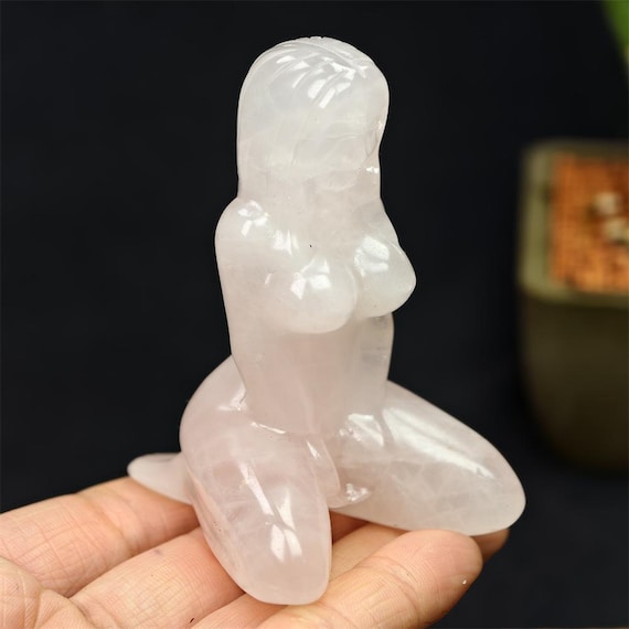 3.2" Natural rose quartz goddes, Quartz Crystal female model Carving ,Crystal female model, Mineral Specimen,Home Decor,Reiki therapy, 1pc