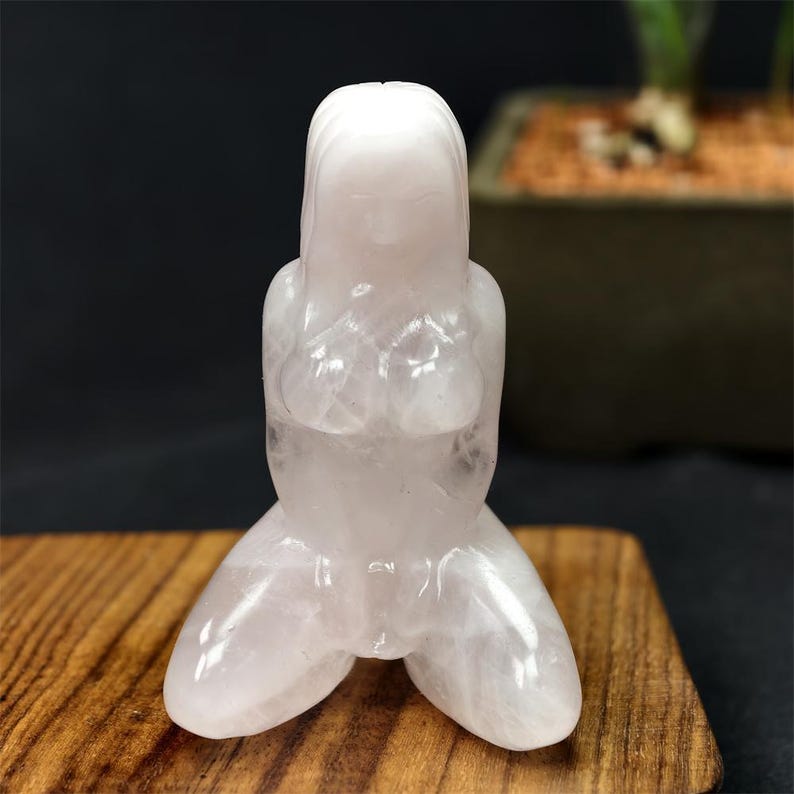 3.2" Natural rose quartz goddes, Quartz Crystal female model Carving ,Crystal female model, Mineral Specimen,Home Decor,Reiki therapy, 1pc image 7