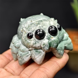2.4inches Natural Dushan Jade Carved spider，Jade spider Carving，Crystal spider，spider Carving，Home Decor,Reiki Healing