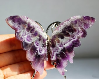 Dream amethyst butterfly carving，Quartz Crystal butterfly，Butterfly figurine，Home Decor，Reiki Healing