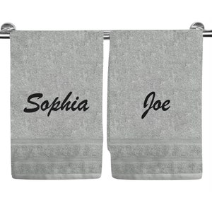 Monogrammed Hand Towel Set: Personalized Cotton Embroidered Gift, Family Name Hand Towels, New Home Gift