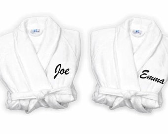 Custom Embroidered Velour Cotton Bathrobe Set: Couple Gift, Bridal Gifts, Couples Gifts, Personalized Robes