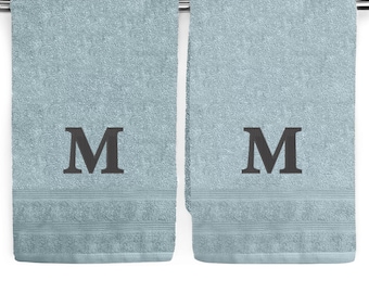Embroidered Hand Towels: Personalized Cotton Towel Set, Family Initials, Housewarming Gift