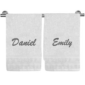 Embroidered Hand Towels: Personalized Cotton Towel Set, Custom Hand Towels, Family Initial Gift, New Home Owner Gifts
