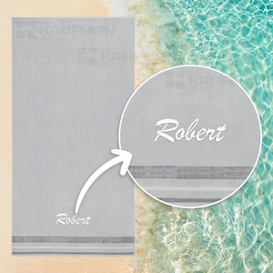 Personalized Beach Towel: Embroidered 100% Cotton Velour, Oversized XL 35x70&quot;