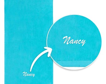 Personalized Beach Towel: Embroidered Cotton Velour, 30x60"