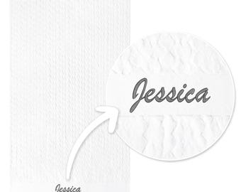 Personalized Beach Towel, Embroidered Velour Cotton, 35 x 70 Oversized XL