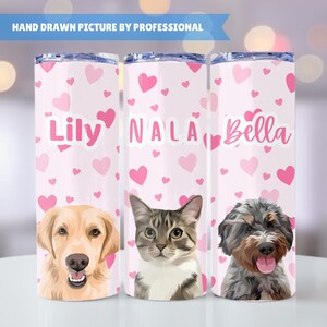 Benutzerdefinierte Haustierbecher kundenspezifische Hundeporträtschale Katzenliebhabergeschenk, Haustiergeschenk-Haustierbecher des Valentinsgrußes oder Hundeerinnerungsgeschenkkatze