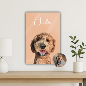 Personalized Cartoon Pet Portrait Metal Print Custom Dog Cat Wall Art Gift for Pet Lovers Pet Loss Memorial Gift for Dog Mom Dad