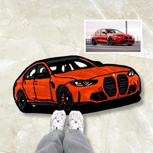 Custom car tufted rug handmade carpet portrait from picture unique home decor garage decor gaming room man cave rug car lover wall art