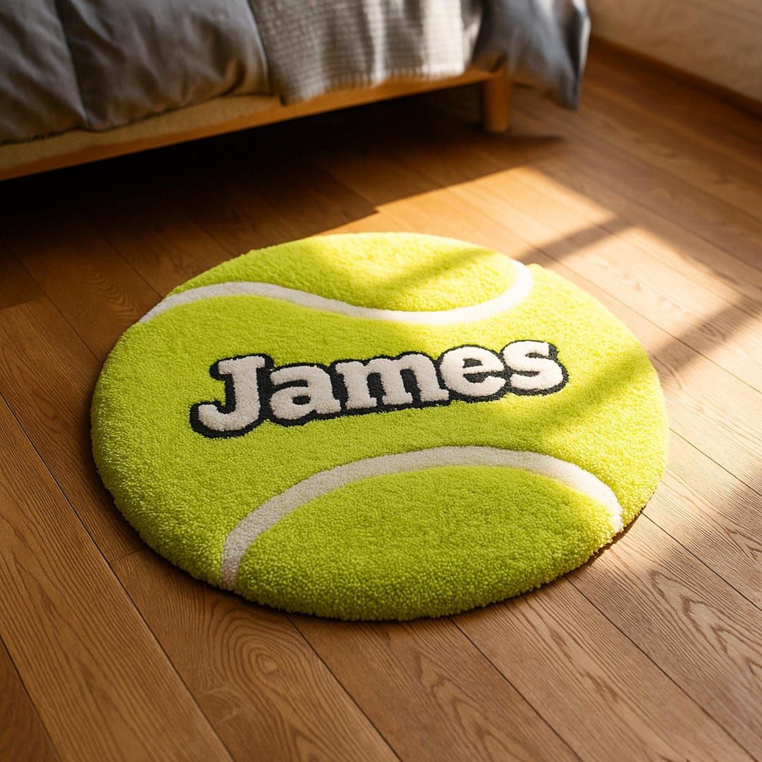 Tennis Coloured Rug Custom Tennis Tufted Rug Unique Tennis Gift for Sports Fan Gift ...
