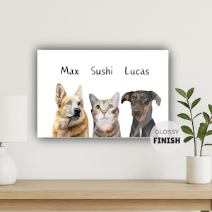 Personalized Cartoon Pet Portrait Metal Print Custom Dog Cat Wall Art Gift for Pet Lovers Pet Loss Memorial Gift for Dog Mom Dad