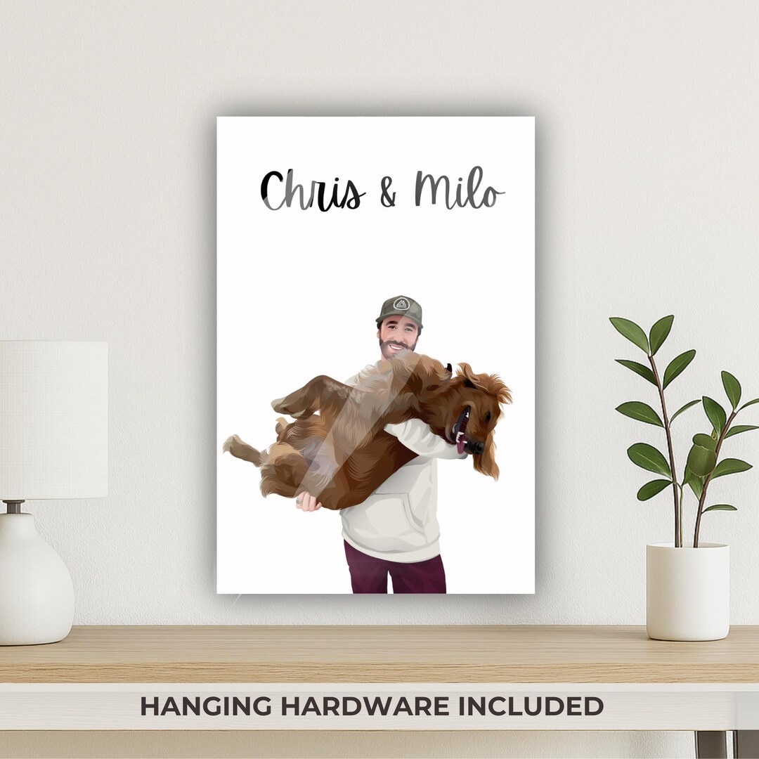 Personalized Cartoon Pet Portrait Metal Print Custom Dog Cat Wall Art ...