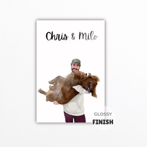 Custom dog owner portrait personalized Family Portrait With Pet Dog Portrait illustration Cartoon Pet Portrait Pet Dog mom gift cat loss