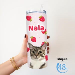 Custom pet tumbler  custom dog portrait cup cat lover gift, Valentine&#39;s pet gift stainless steel pet tumbler, or Dog Remembrance gift cat